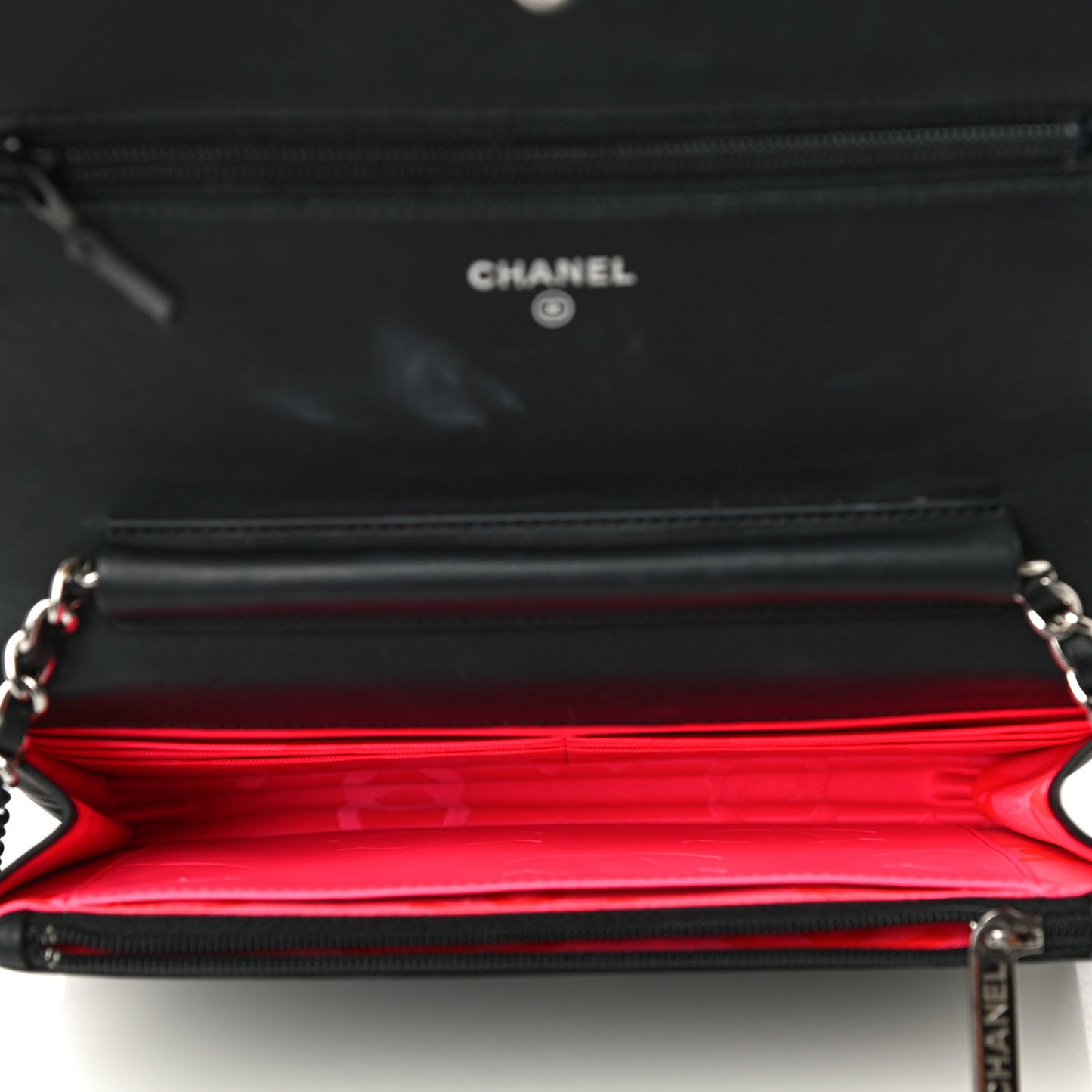 Calfskin Quilted Cambon Wallet On Chain WOC Black