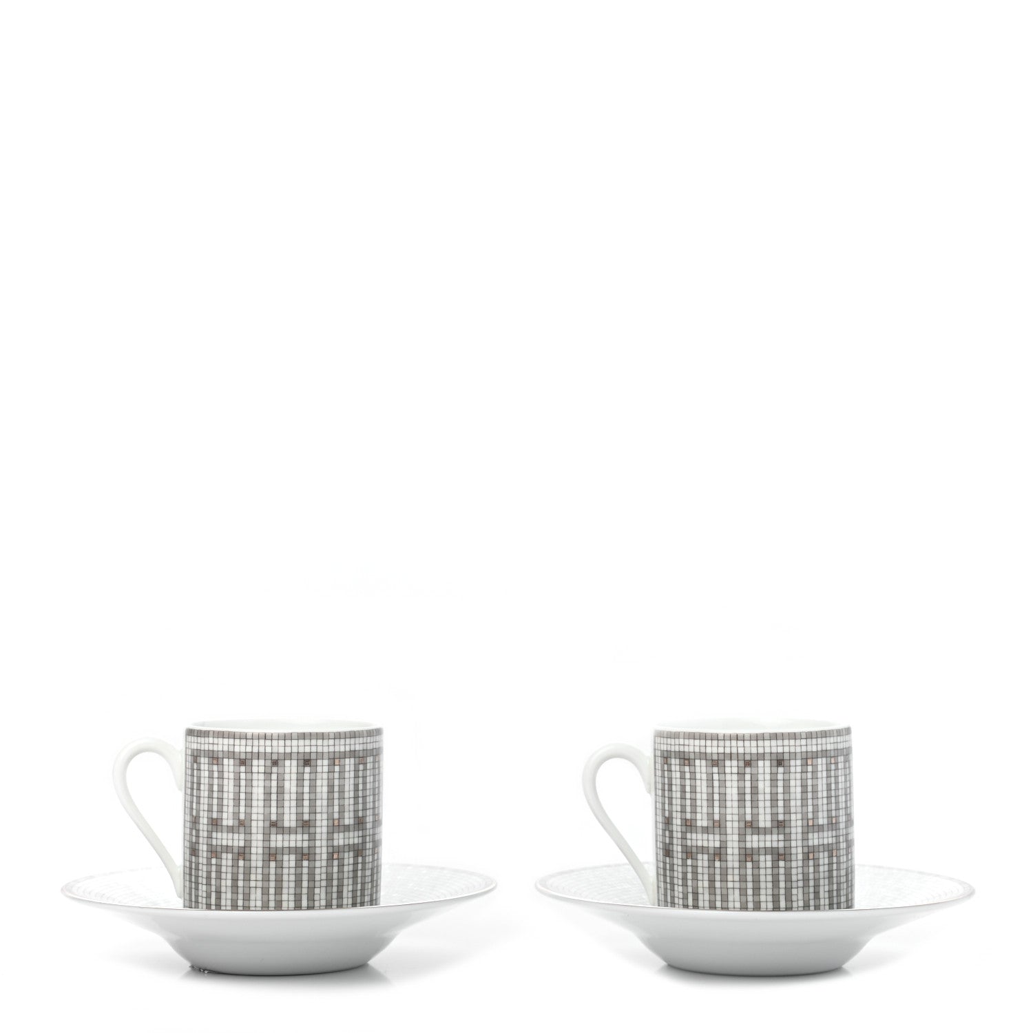 Hermes Porcelain Mosaique au 24 Coffee Cup and Saucer Set of 2 1 of 7
