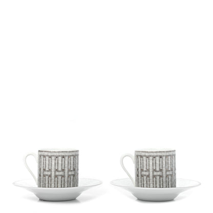 Hermes Porcelain Mosaique au 24 Coffee Cup and Saucer Set of 2 1 of 7