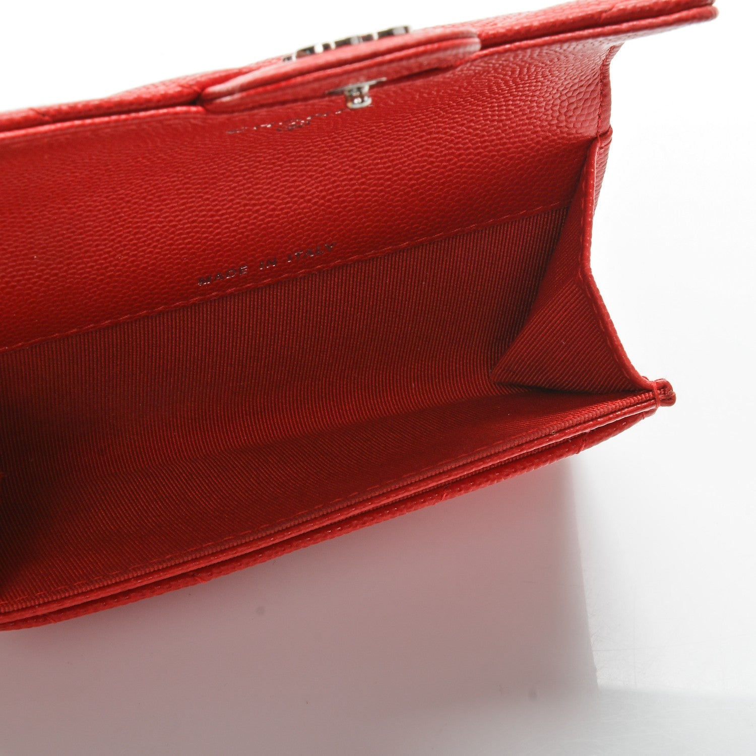 Chanel Caviar Chevron Quilted Card Holder Wallet Red 5 of 8