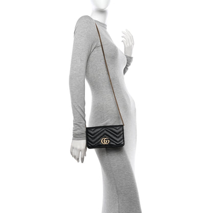 Gucci Calfskin Matelasse GG Marmont Mini Bag Black 3 of 13