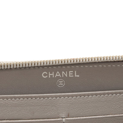 Chanel Caviar Large Timeless CC Gusset Zip Around Wallet Light Gray 6 of 14