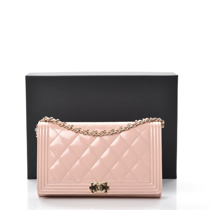 Chanel Iridescent Calfskin Quilted Boy Wallet on Removable Chain Light Pink 12 of 12