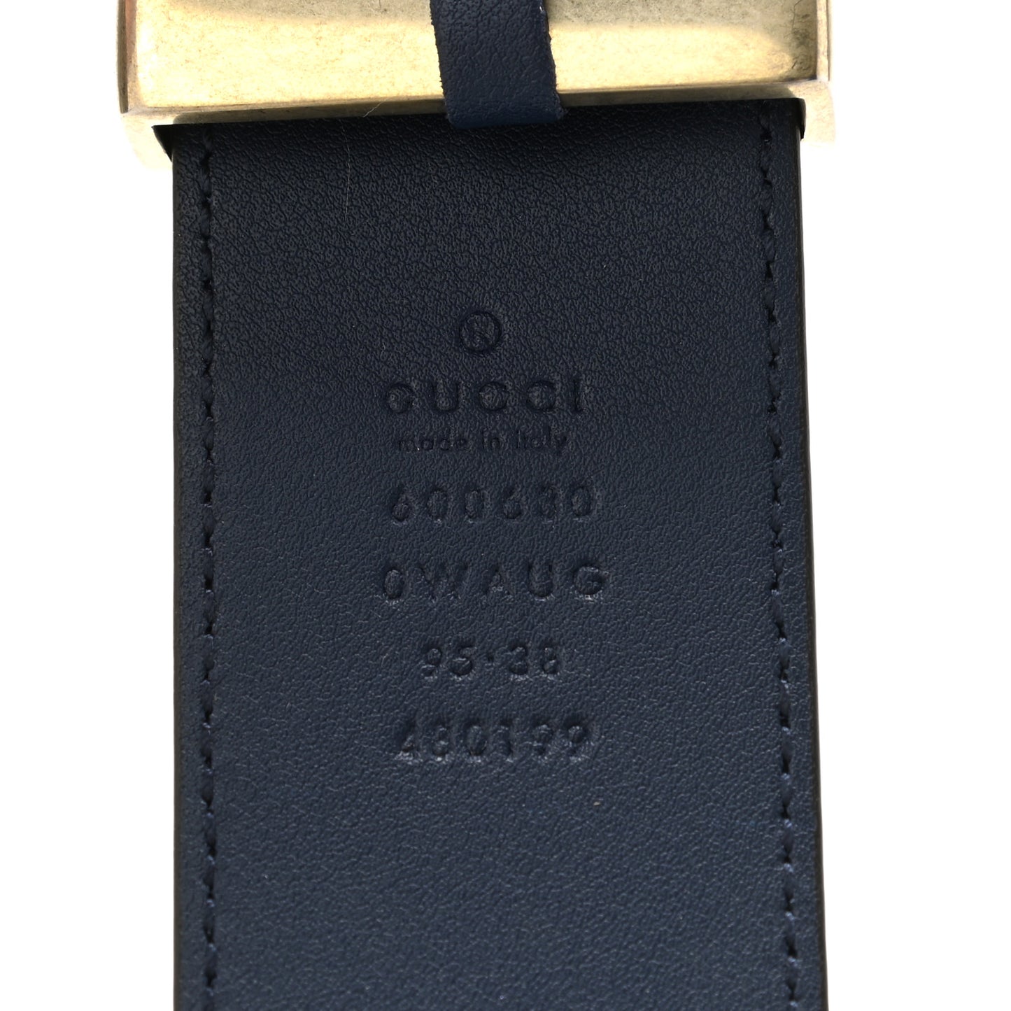 Calfskin Ceramic Glass Double G 40mm Belt 95 38 Navy Multicolor