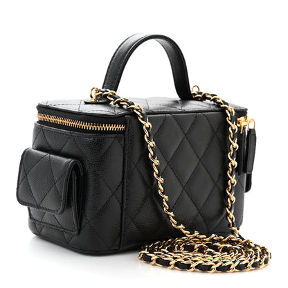 Chanel Caviar Quilted Polly Pocket East West Top Vanity With Chain Black 3 of 11