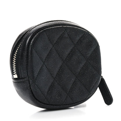 Chanel Metallic Caviar Quilted Zip Around Classic Coin Purse Black 3 of 7