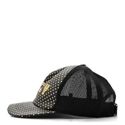 Gucci X SEGA Calfskin GUCCY Stars Baseball Hat M Black Gold 6 of 9