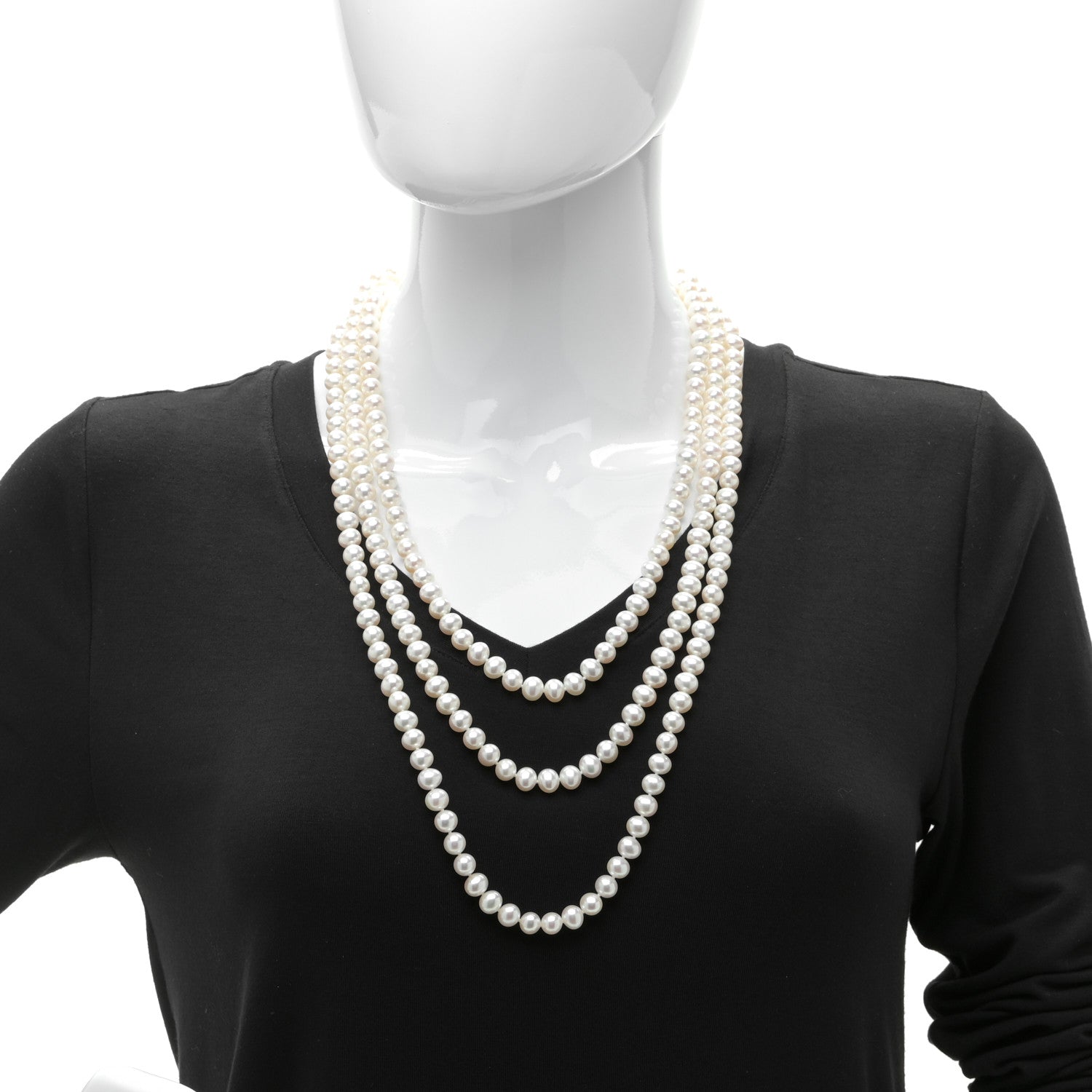 Tiffany Sterling Silver Pearl 7.5-8mm Ziegfeld Strand Necklace 80" 2 of 5
