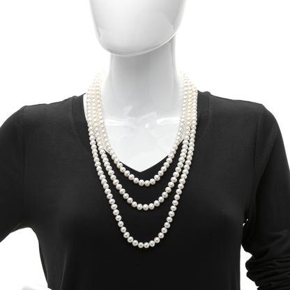 Tiffany Sterling Silver Pearl 7.5-8mm Ziegfeld Strand Necklace 80" 2 of 5