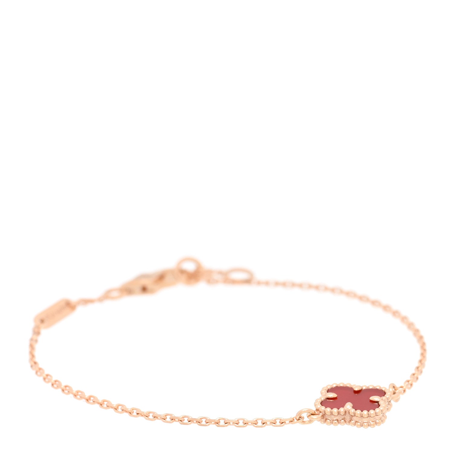 Van Cleef & Arpels 18K Rose Gold Carnelian Sweet Alhambra Bracelet 1 of 4