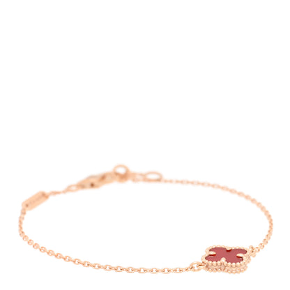 Van Cleef & Arpels 18K Rose Gold Carnelian Sweet Alhambra Bracelet 1 of 4
