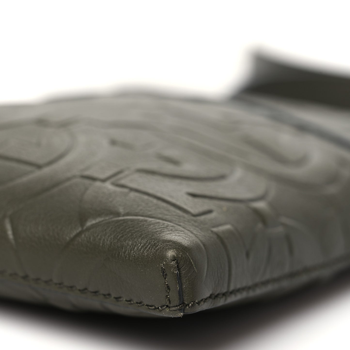 Calfskin Embossed Gancini Crossbody Green