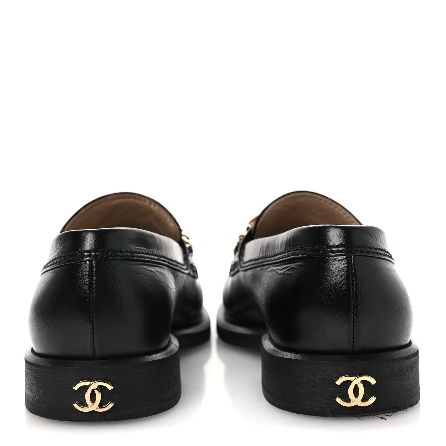 Calfskin Enamel Charms Mocassin Loafers 39.5 Black