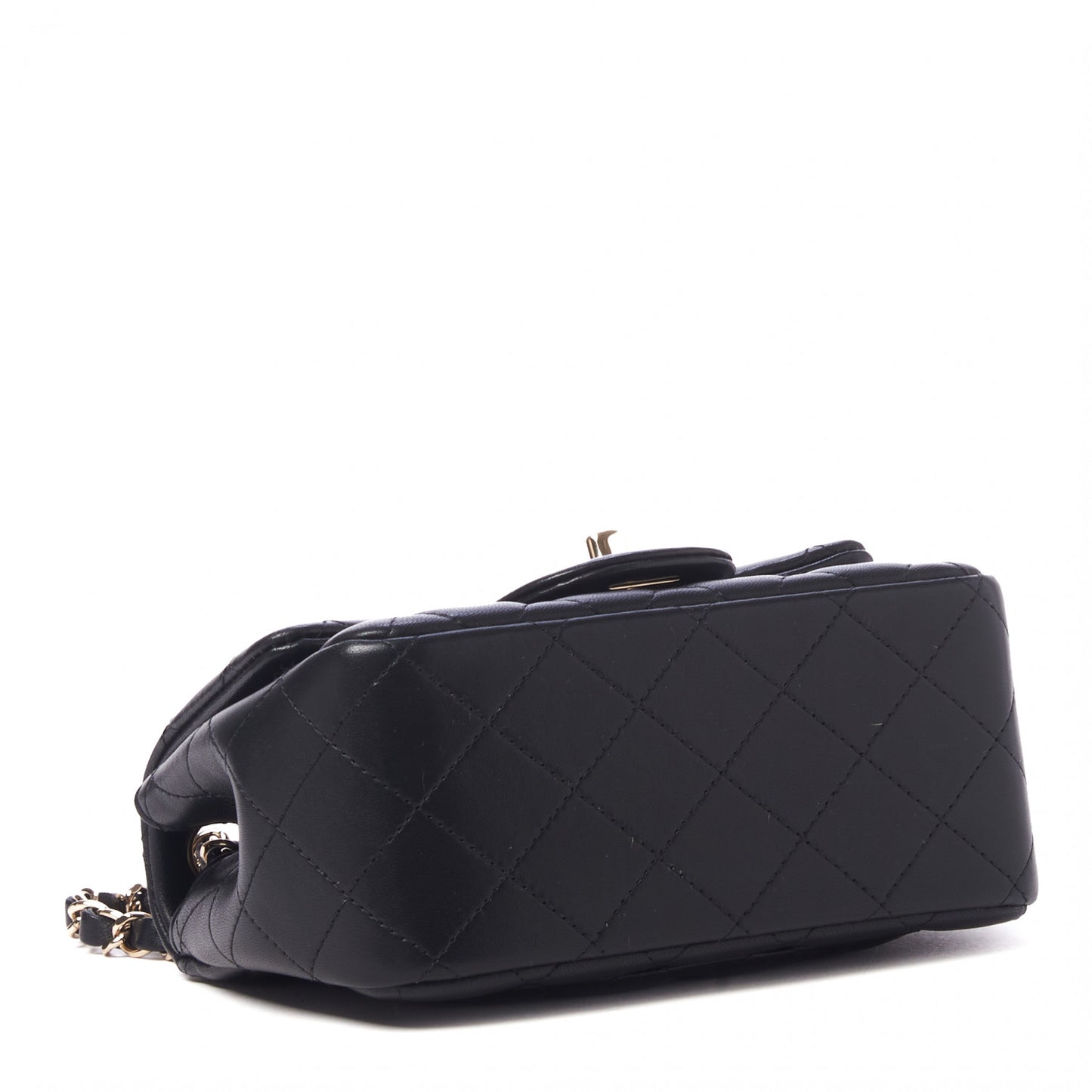 Lambskin Quilted Mini Square Flap Black