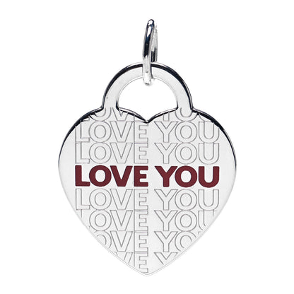 Tiffany Sterling Silver Enamel LOVE YOU Heart Pendant Red 1 of 3