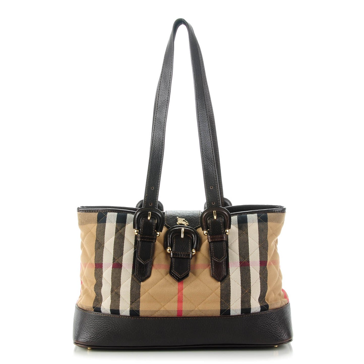 Canvas Quilted House Check Tote Brown