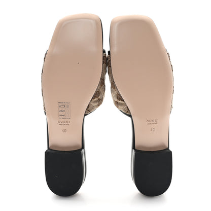 Gucci Monogram Matelasse Diagonal GG Marmont Flat Slide Sandals 40 Beige Ebony Black 6 of 10