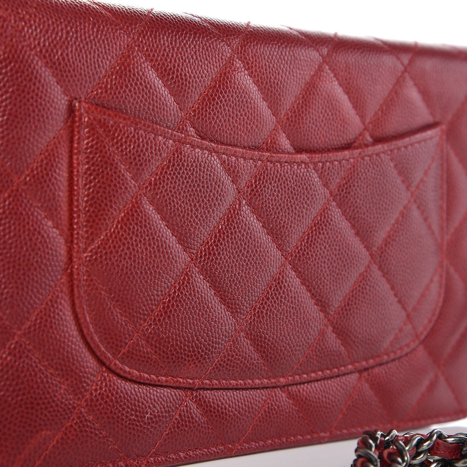 Chanel Caviar Quilted Wallet on Chain WOC Red 9 of 18