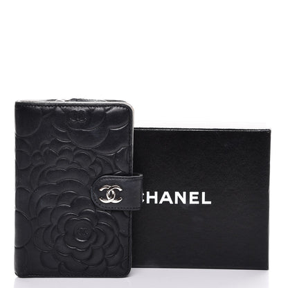 Chanel Lambskin Camellia Embossed Zipped Pocket Wallet Black 9 of 9