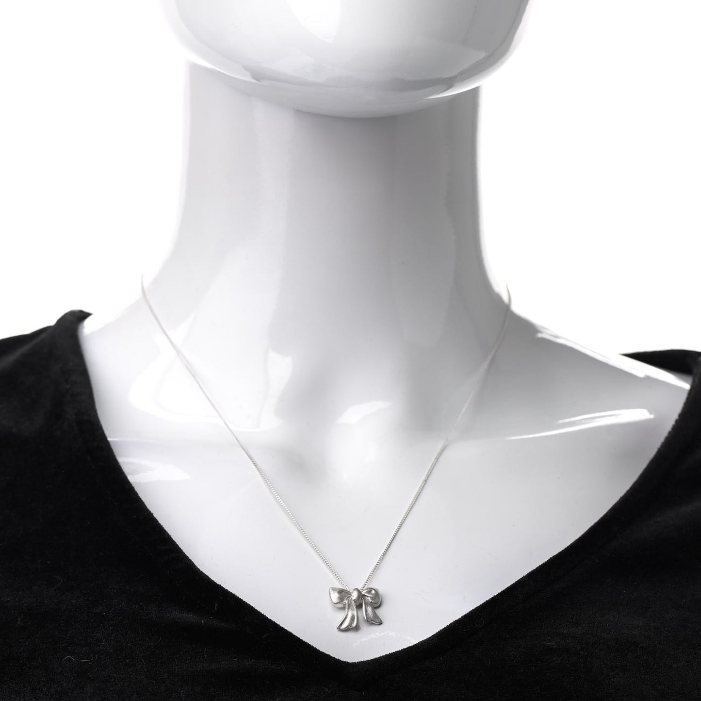 Sterling Silver Small Ribbon Pendant Necklace