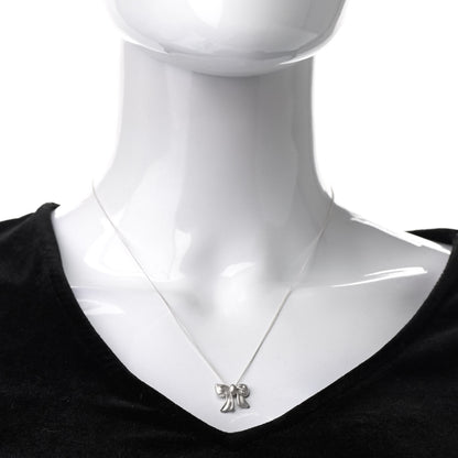 Tiffany Sterling Silver Small Ribbon Pendant Necklace 2 of 7
