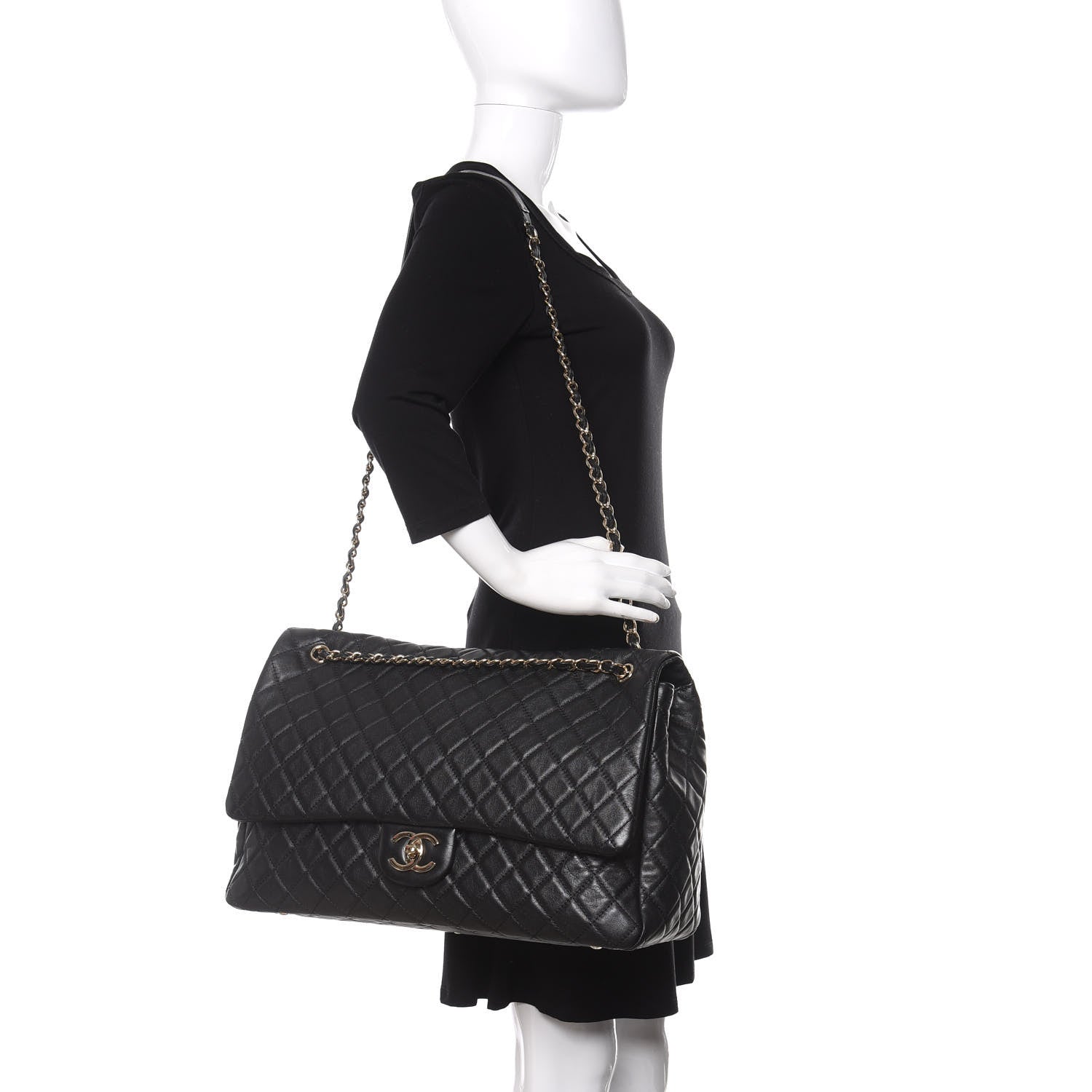 Chanel Calfskin Quilted XXL Travel Flap Bag Black 3 of 11