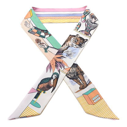 Hermes Silk Twilly Grand Theatre Nouveau White Vert Abricot 1 of 3