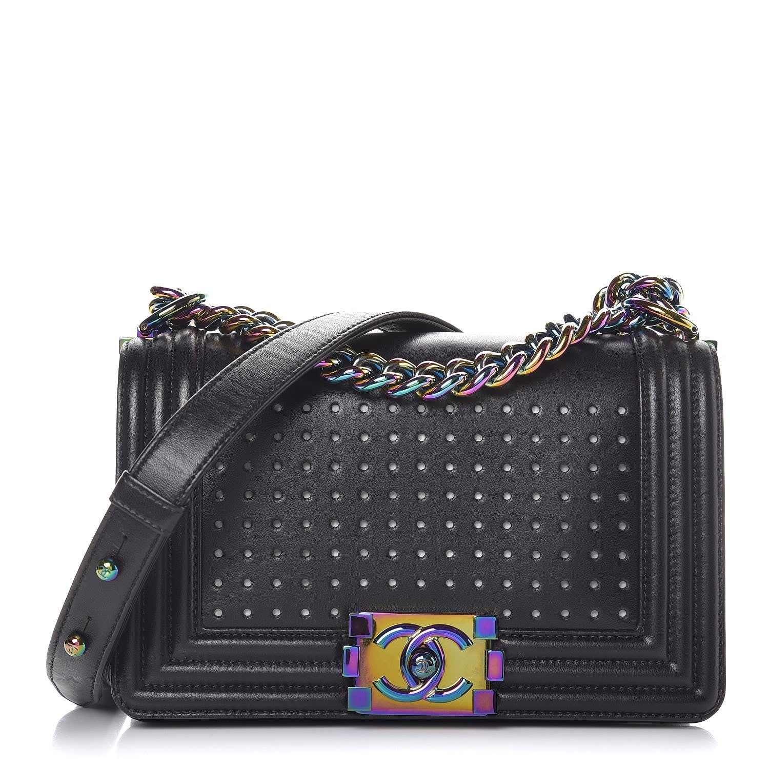 Chanel Lambskin LED Iridescent Metal Small Boy Flap Black Multicolor 1 of 10