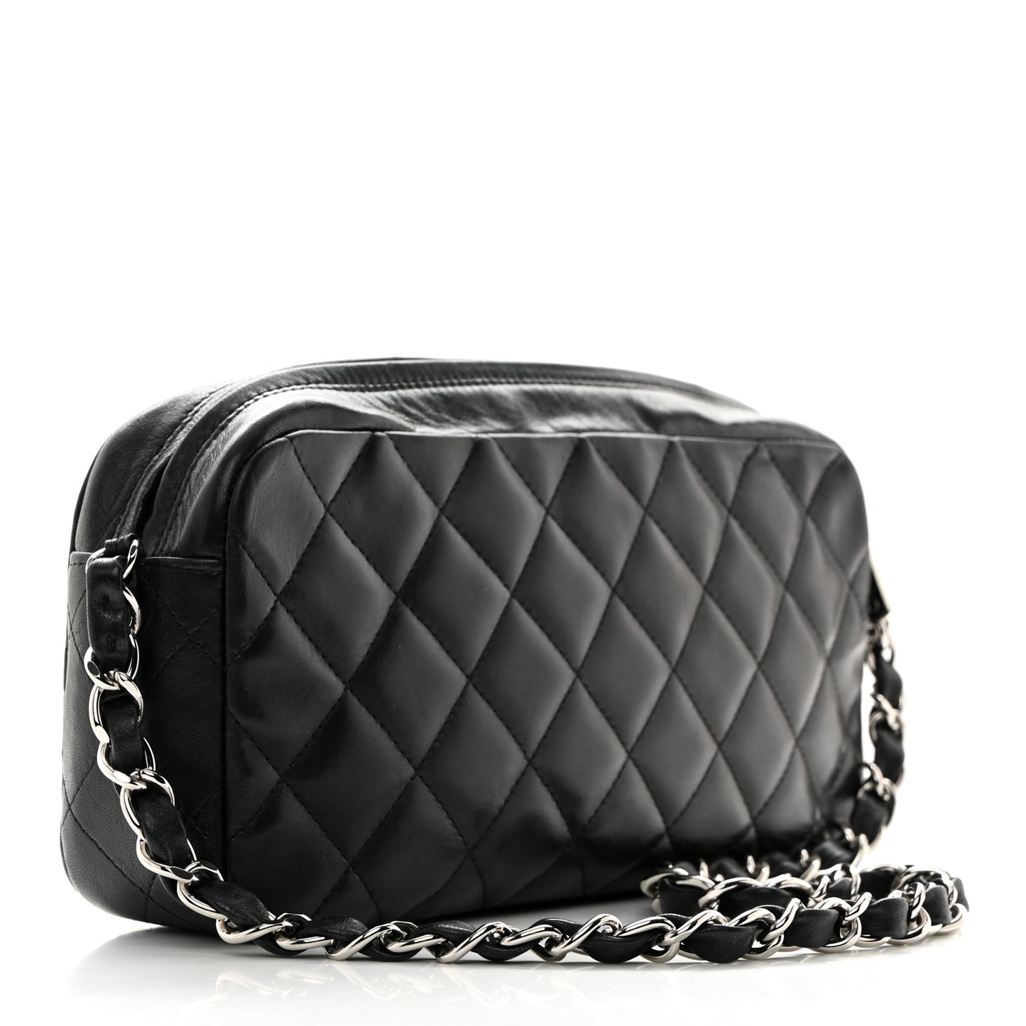 Lambskin Quilted Small Timeless Camera Case Black