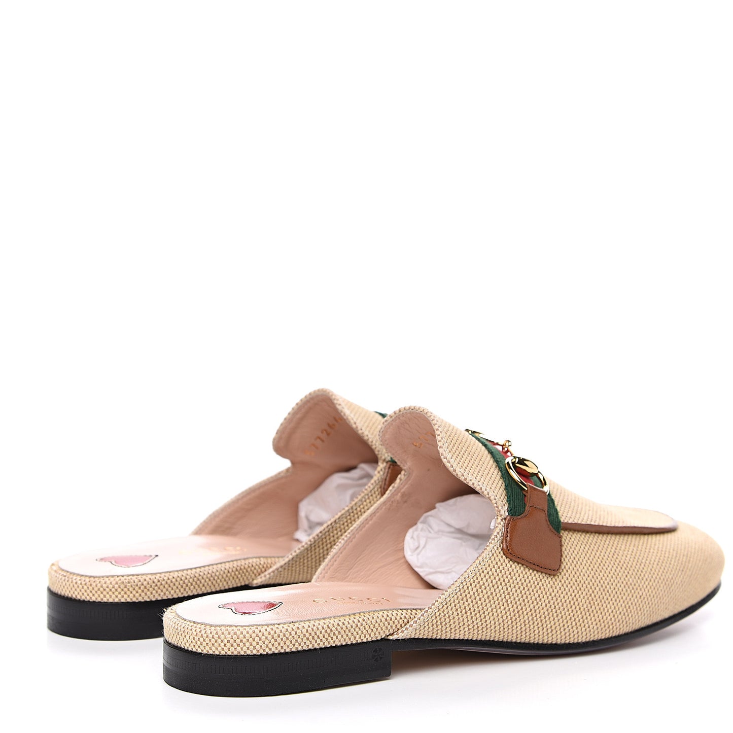 Canvas Vintage Charlotte Web Princetown Slippers 37 Sand Cuir