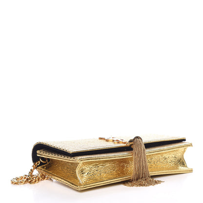 Saint Laurent Metallic Goatskin Lambskin Classic Monogram Kate Tassel Chain Wallet Gold 4 of 9