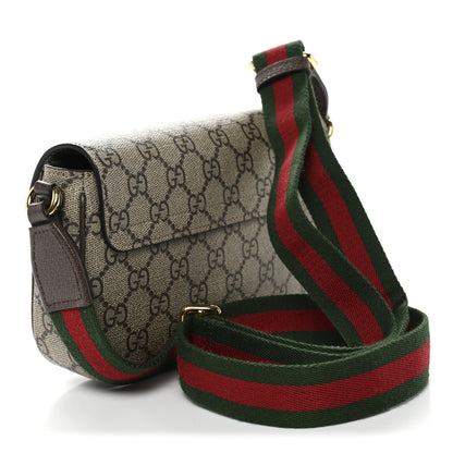 Gucci GG Supreme Monogram Textured Dollar Calfskin Web Mini Ophidia Envelope Shoulder Bag Beige Ebony New Acero 3 of 10