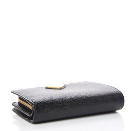 Prada Saffiano Compact Triangle Wallet Black 4 of 7