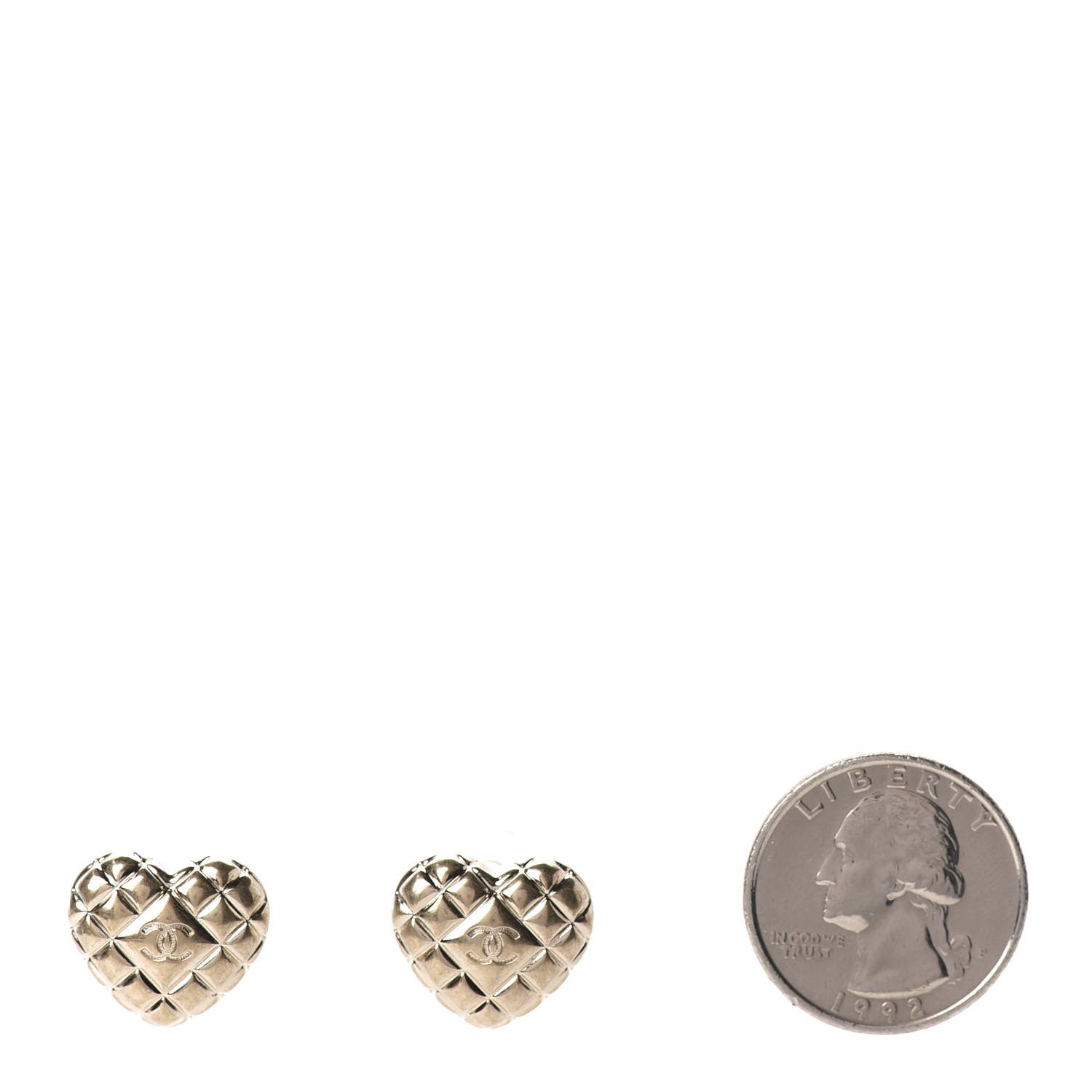 Chanel Quilted CC Heart Earrings Gold 2 of 5