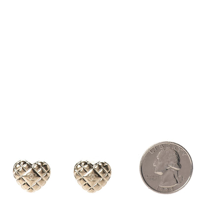 Chanel Quilted CC Heart Earrings Gold 2 of 5