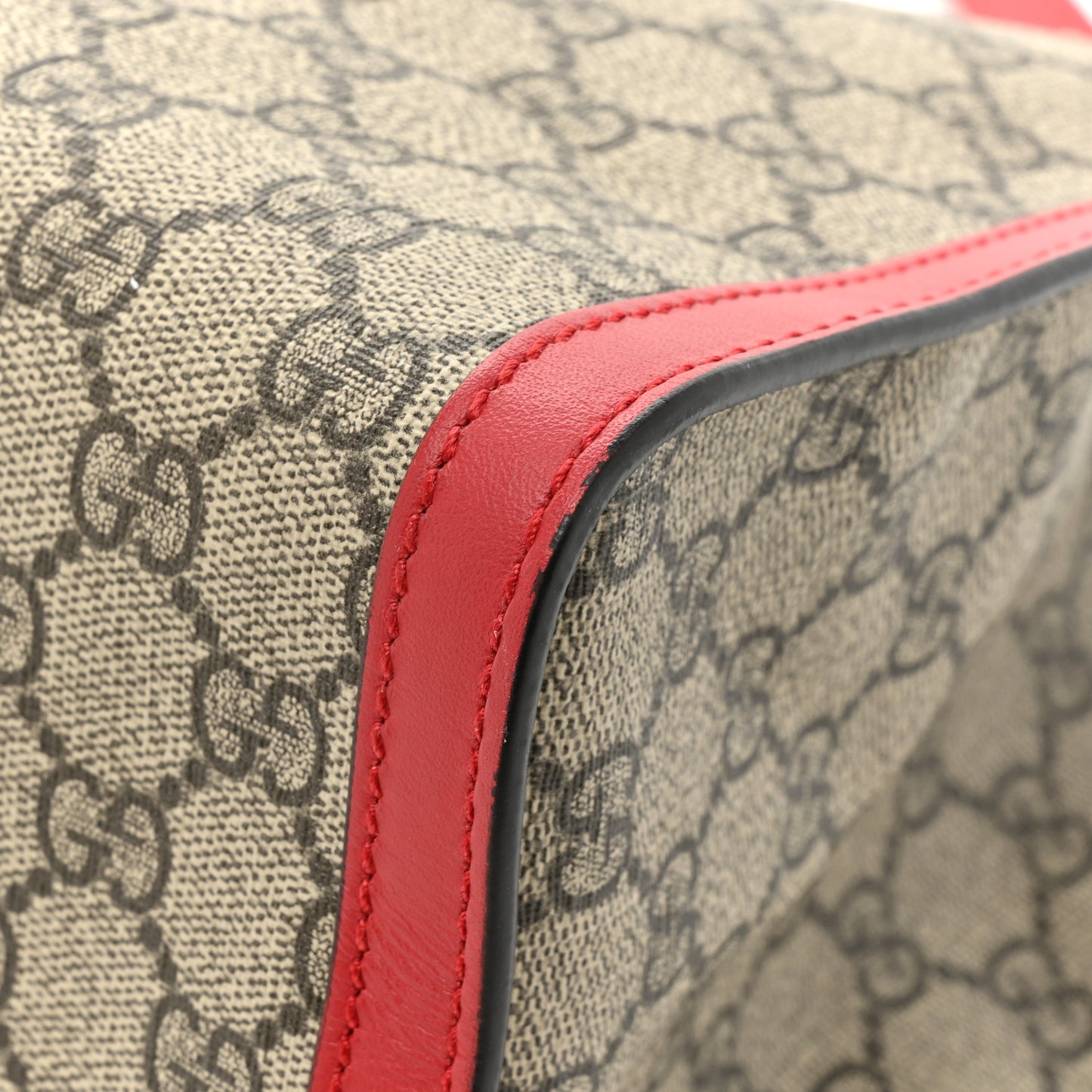 GG Supreme Monogram Medium Padlock Tote Hibiscus Red