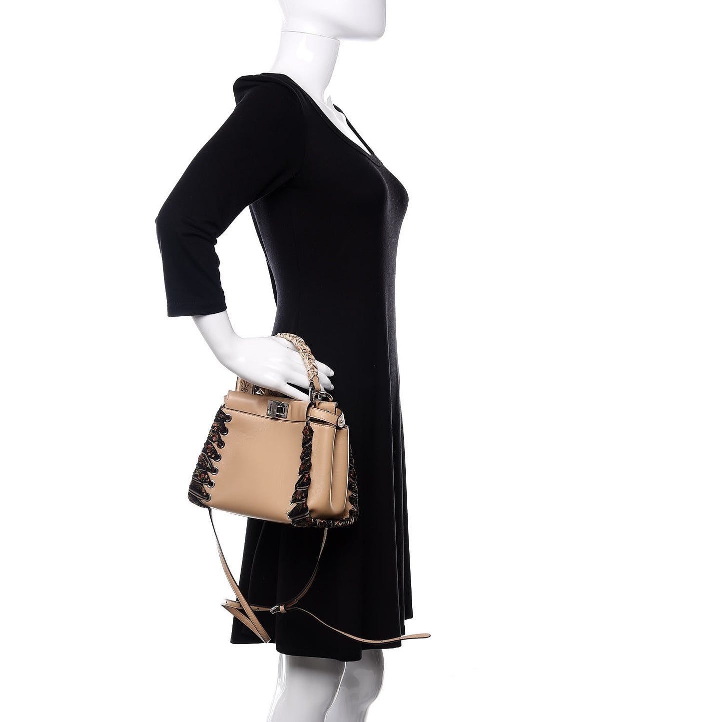 Nappa Ribbon Lace Up Mini Peekaboo Iconic Satchel Beige