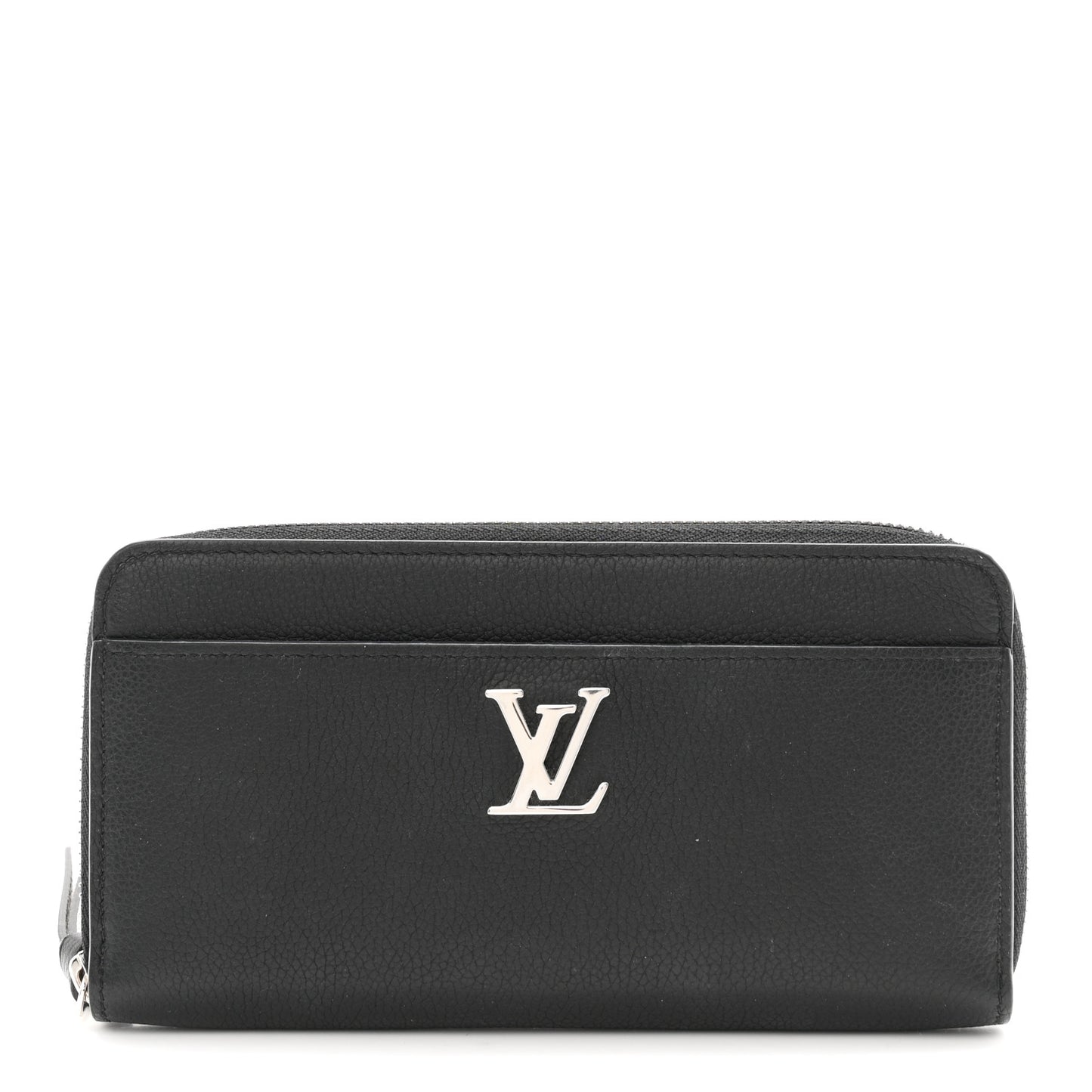 Calfskin Zippy Lockme Wallet Black