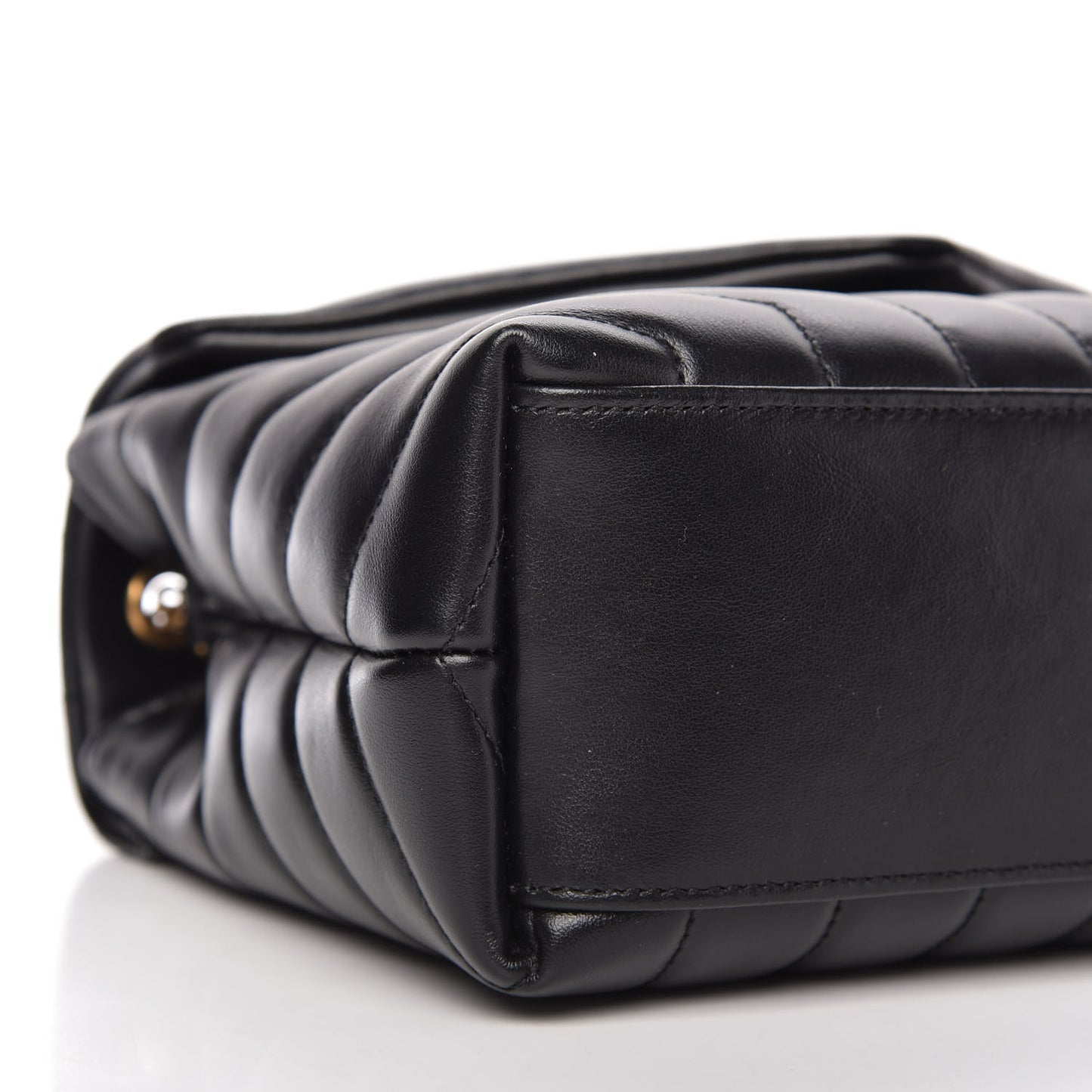 Calfskin Y Quilted Monogram Small Loulou Chain Satchel Black