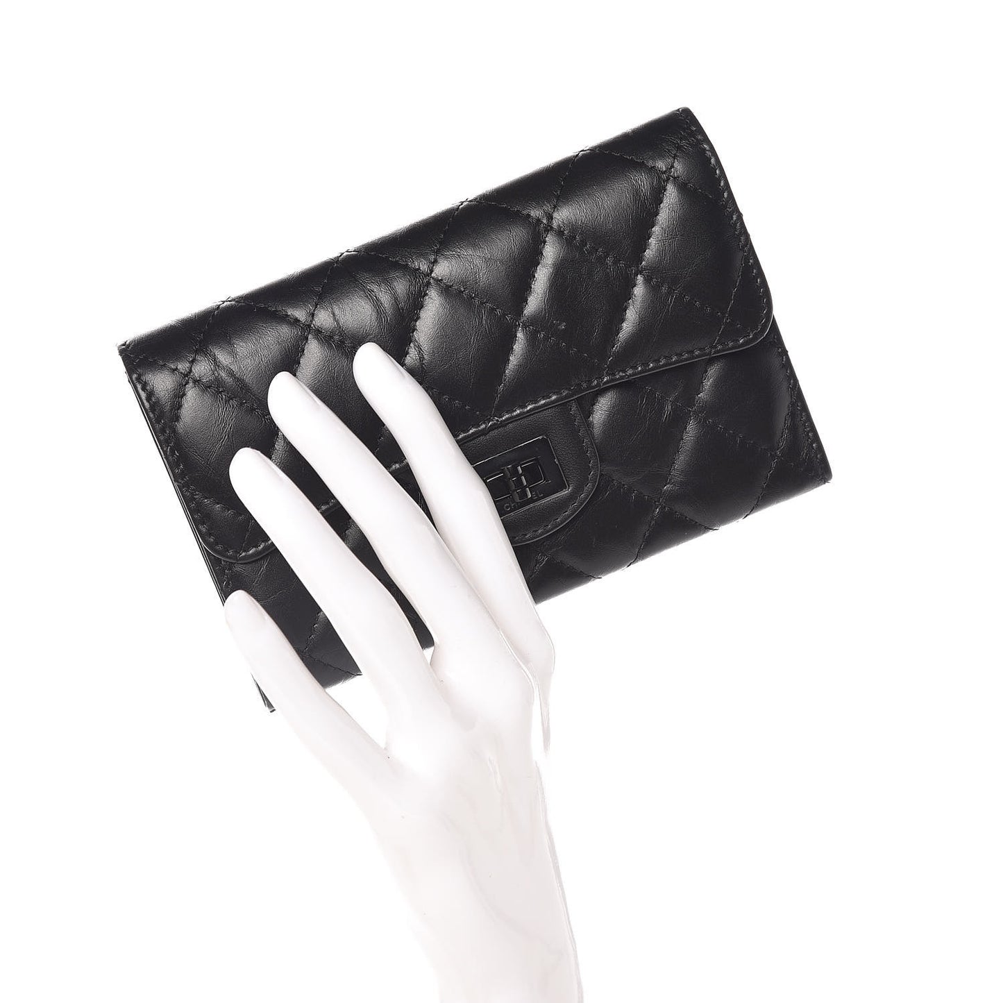 Aged Calfskin Quilted Reissue Medium Flap Wallet So Black
