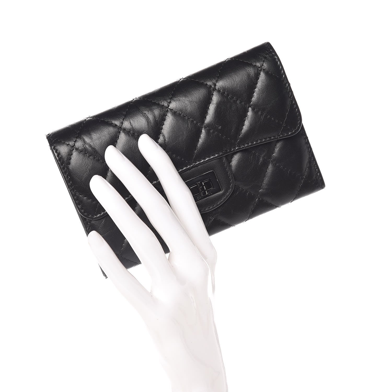 Chanel Aged Calfskin Quilted Reissue Medium Flap Wallet So Black 2 of 9