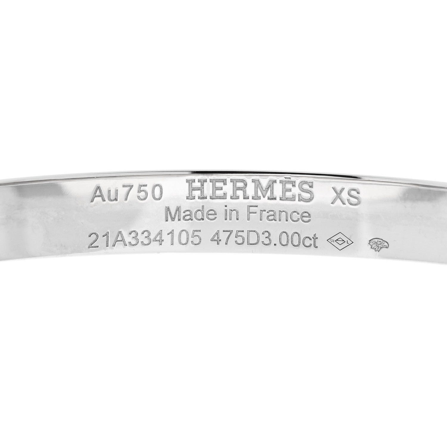 Hermes 18K White Gold Diamond Kelly Full Pave Bracelet XS 3 of 4