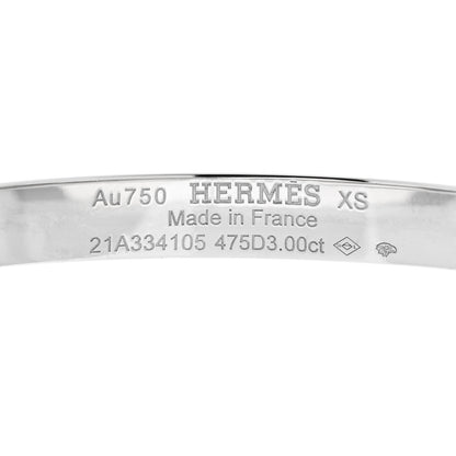 Hermes 18K White Gold Diamond Kelly Full Pave Bracelet XS 3 of 4