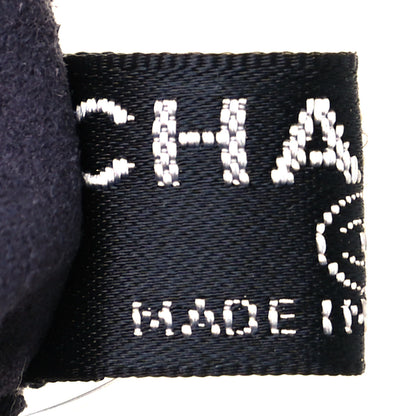 Chanel Lambskin Tweed CC Fingerless Gloves 8.5 Dark Grey Blue Gold 3 of 5