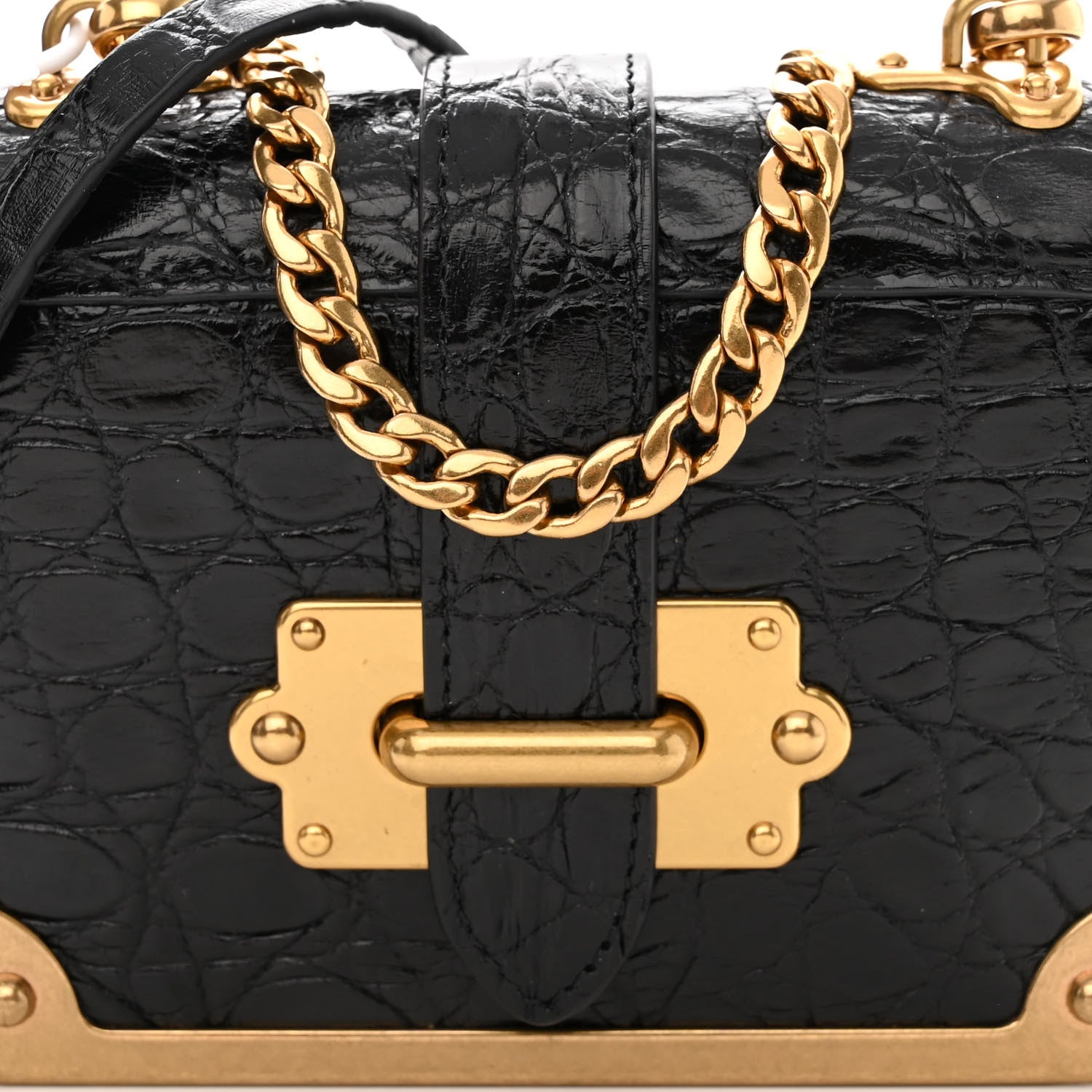 Prada Crocodile Micro Cahier Bag Black 9 of 12