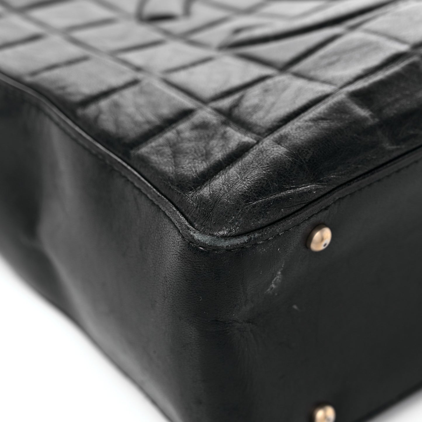Lambskin Quilted Chocolate Bar Tote Black