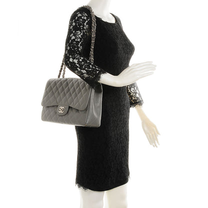 Chanel Caviar Quilted Jumbo Single Flap Grey 2 of 8