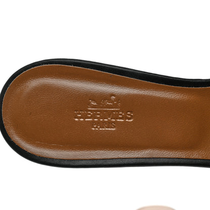 Hermes Calfskin Oasis Sandals 38.5 Black 6 of 12