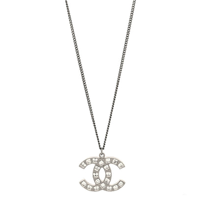 Chanel Crystal Baguette CC Necklace Silver 1 of 5