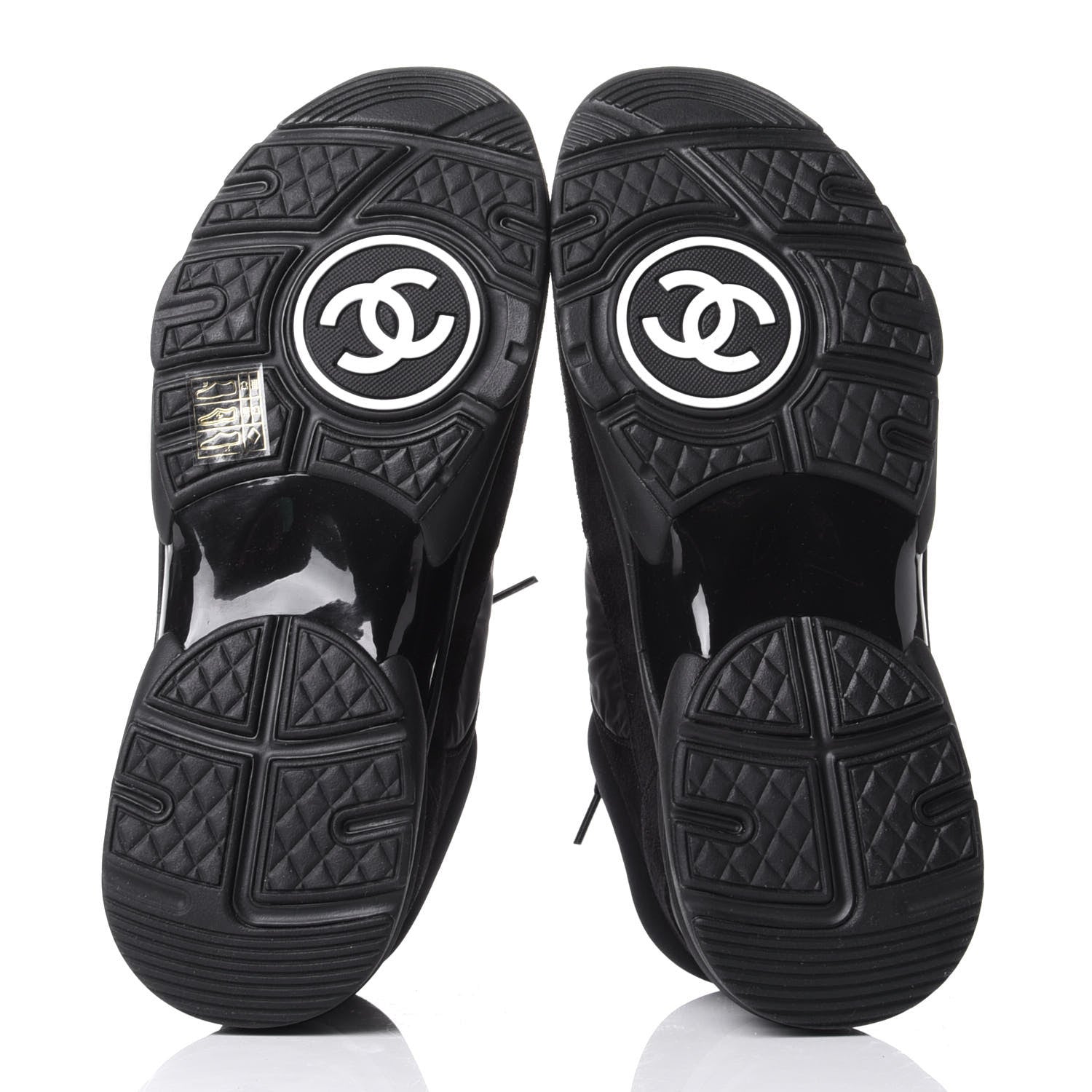 Chanel Nylon Calfskin Suede Calfskin CC Sneakers 38 Black 7 of 11